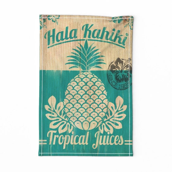 Pineapple Tea Towel Hawaiian Hala Kahiki Tea Towel by | Etsy