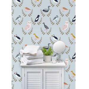 Scandinavian Birds Non-Pasted Wallpaper Scandi Gender Neutral Baby - Birds Of Scandinavia - Wreaths by popelephant Wallpaper by Spoonflower image 8