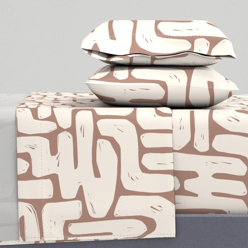 Abstract Sheet Set Earth Tone Abstract Sheets - Minimal Maze by Kristyndorsdesign ...