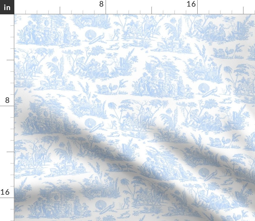 Baby Blue Toile Curtain Panel Marseilles Toile by Etsy