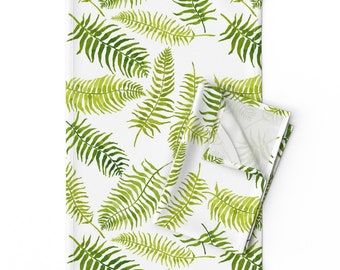 Green Tea Towels (Set of 2) - Fern-i-licious by limezinniasdesign - Fern Pattern Tropical Print  Linen Cotton Tea Towels by Spoonflower