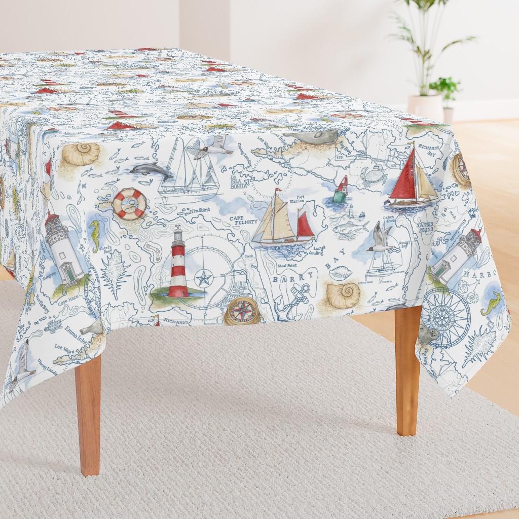 Nautical Tablecloth - Sail Away Map by Felicity_jane_design - Hand ...