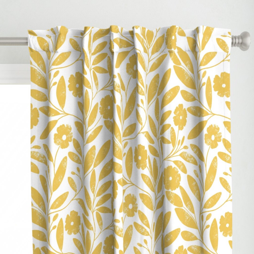 Yellow Floral Curtain Panel Floral Sunshine by Pretty_with_color ...