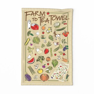 Fruit Tea Towel - Farm To Tea Towel In A Tea Towel by jewelraider - Home Decor Vegetable Loose Linen Cotton Canvas Tea Towel by Spoonflower