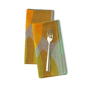 Mid Century Modern Dinner Napkins (Set of 2) - Mid Century Colour Blocks by ceciliamok - Retro 1950s Linen Look Cloth Napkins by Spoonflower