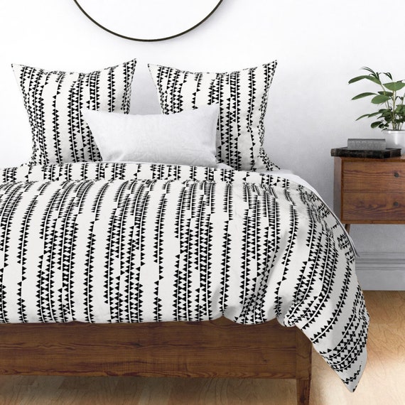 Black and White Duvet Cover Triangles Sideways by - Etsy