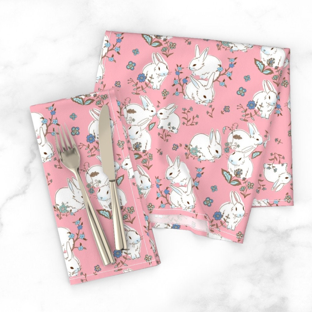 Discover White Bunnies On Pink Easter Napkins