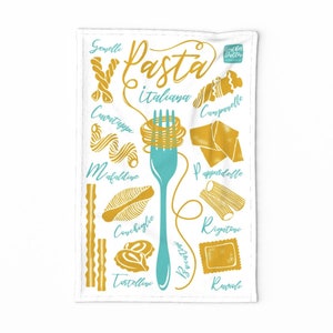Italian Food Tea Towel - Pasta Italiana by heatherdutton - Retro Illustration Typography Chef  Linen Cotton Canvas Tea Towel by Spoonflower