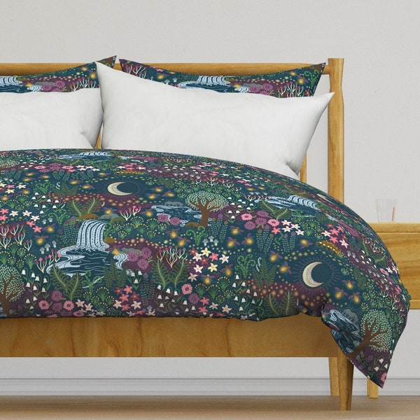 Magical Garden Bedding - Magical Meadow by misentangledvision -  Woodland Floral Cotton Sateen Duvet Cover OR Pillow Shams by Spoonflower