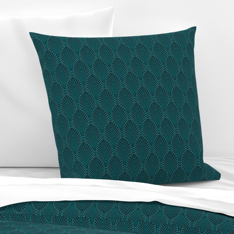 Teal Feathers Pillow Sham Deco Pattern Teal by J9design Etsy