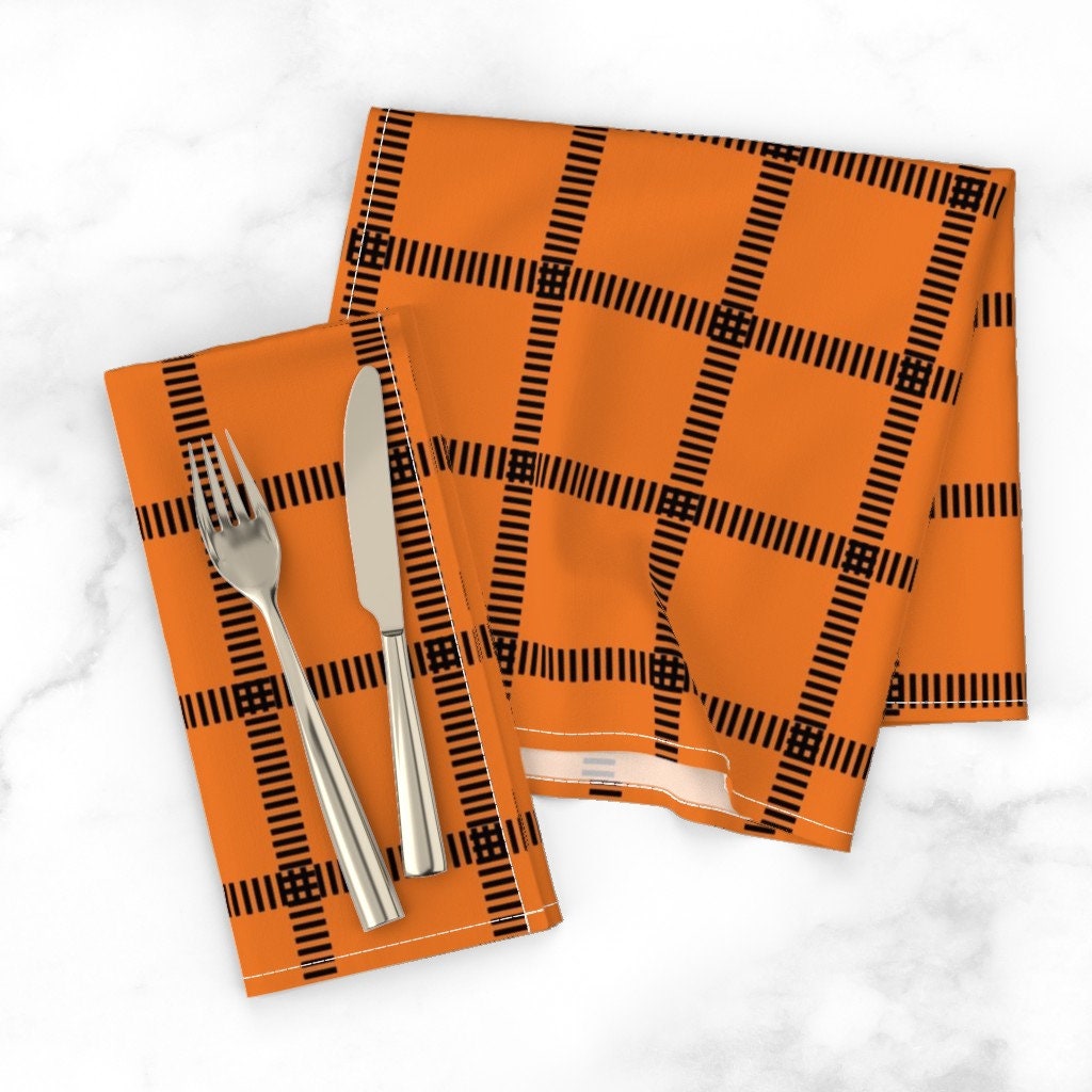 Discover Halloween Check Dinner Napkins Black Orange