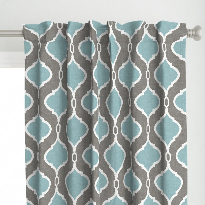 Classic Blue Ogee Curtain Panel Robins Egg Ogee by Etsy