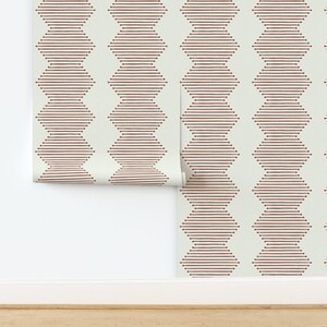 Rust Chevron Non-Pasted Wallpaper Earth Tones Weathered Look Baby Nursery - Mudcloth Diamond by littlearrowdecor Wallpaper by Spoonflower