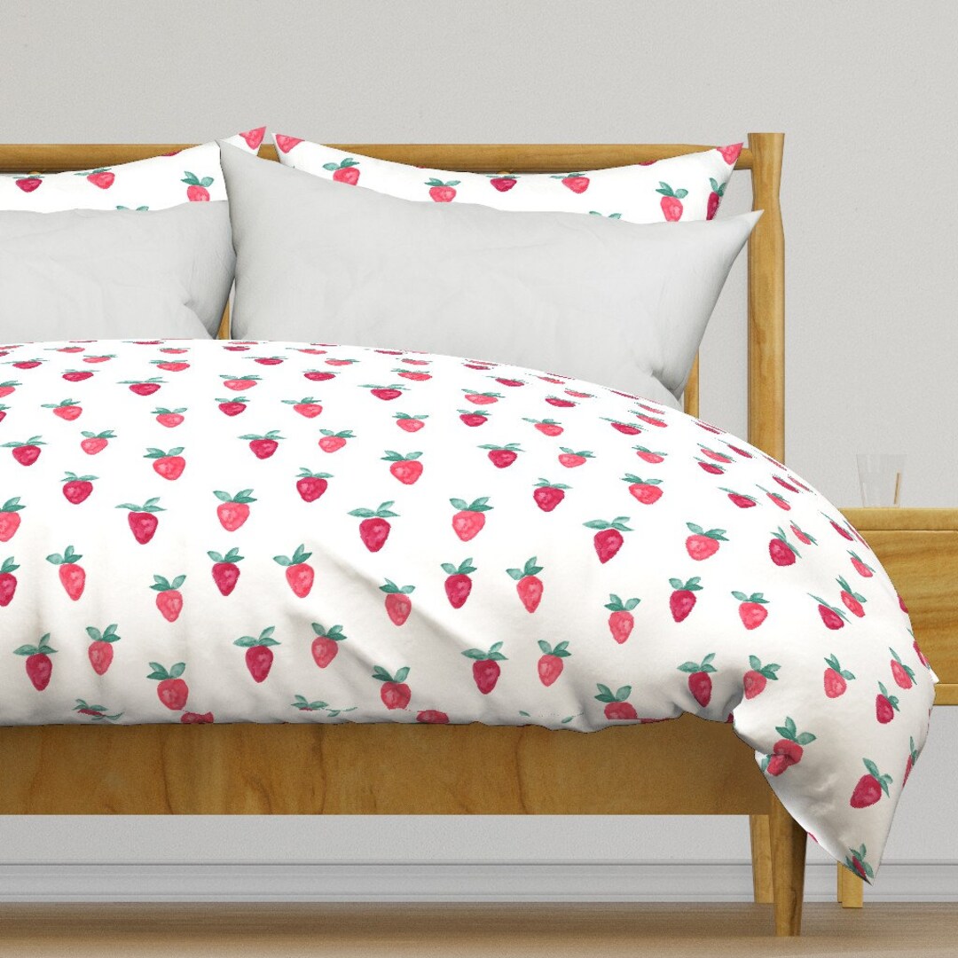 Strawberry Duvet Cover Watercolor Strawberries by Etsy