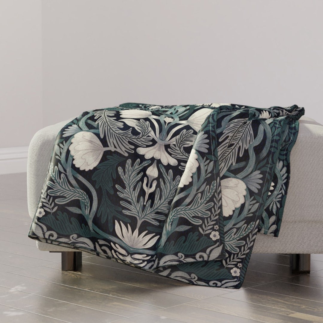 Botanical Damask Throw Blanket in the Vines by Grace_andersson