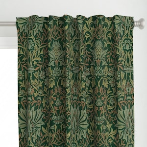 Arts And Crafts Curtain Panel - Flower Garden by charlottesews - Woven Look Vintage Inspired  Custom Curtain Panel by Spoonflower