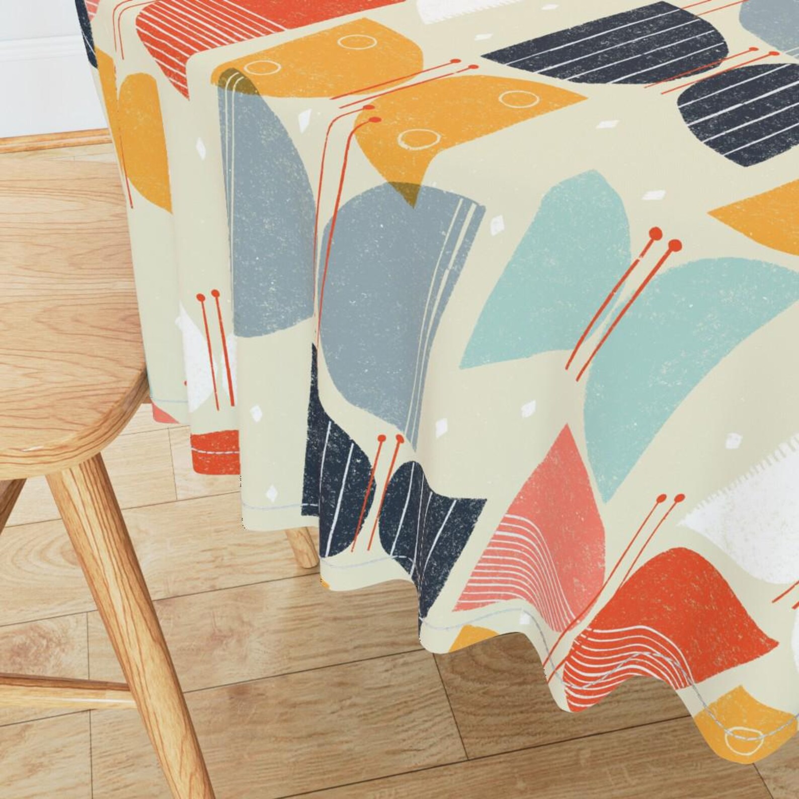 Tablecloth Yellow Insects Retro 1950s Tablecloth - Mod Butterflies Quinoa by Friztin - Mid ...