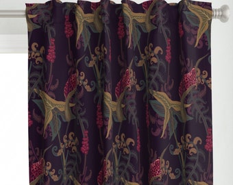 Gothic Botanical Curtain Panel - Poisonous Plants Moody Floral Witchy Spooky Custom Curtain Panel - Arum And Fern by dessineo -