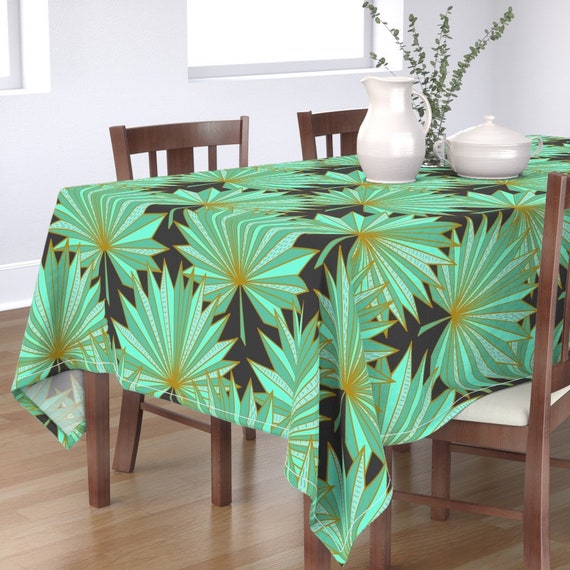 Palm Leaves Tablecloth Fan Oripalm N1 charcoal by Etsy