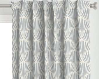 Panel de cortina de ventiladores de conchas marinas - Ventiladores de vieiras de leannefriedberg - Panel de cortina personalizado de conchas marinas náuticas costeras de ventiladores de vieiras de Spoonflower