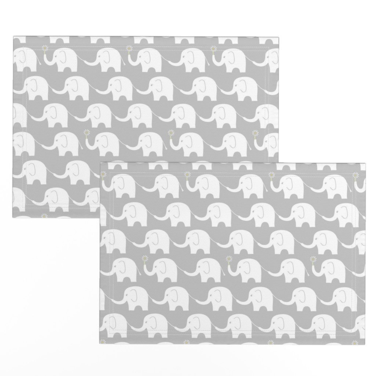 Elephant Placemats set of 2 Elephant Parade on Grey by Etsy