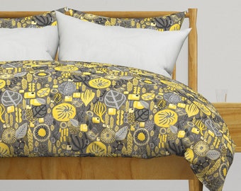 Woodland Spring Bedding - Early Signs Of Spring by slumbermonkey - Mid-century Cotton Sateen Duvet Cover OR Pillow Shams by Spoonflower