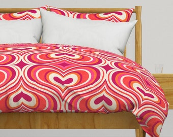 60s Style Hearts Bedding - I Think I I Love You by felicity_jane_design - Whimsical Cotton Sateen Duvet Cover OR Pillow Shams by Spoonflower