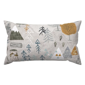 Almofada decorativa para aventura ao ar livre - Max's Map Grey por nouveau_bohemian - Almofada lombar retangular Woodland Forest por Spoonflower