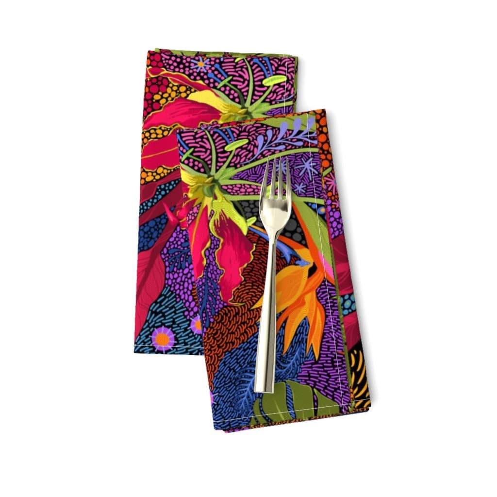 Discover Tiki Tiki - Bird Of Paradise Tropical Jungle Cloth Napkins by Spoonflower