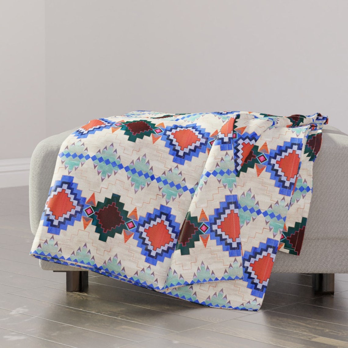 Geometric Throw Blanket Kilim Kind 02a by schatzibrown Etsy