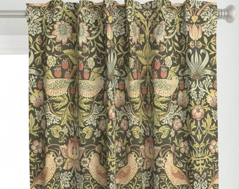 Pannello per tenda vittoriano - Verde oliva Edwardian Strawberry Pannello per tenda personalizzato William Morris - Strawberry Thief di peacoquettedesigns -
