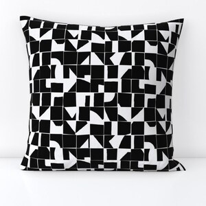 Geometric Tile Throw Pillow - Boho Geo Tiles by marketa_stengl - Black White  Modern Abstract Decorative Square Throw Pillow by Spoonflower