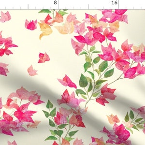 Pink Floral Accent Pillow Bougainvillea Vines by katevasilchenko Bougainvillea Cream Floral Rectangle Lumbar Throw Pillow by Spoonflower image 2