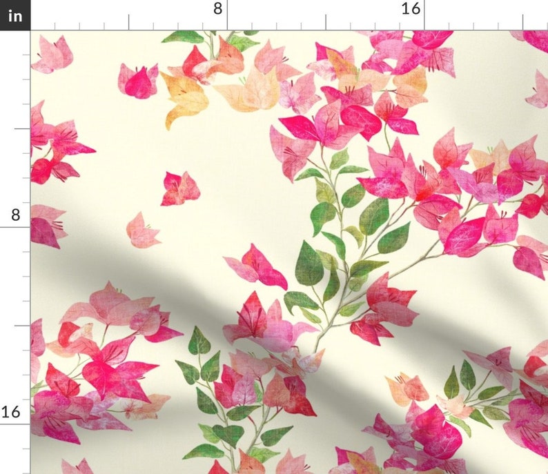 Pink Floral Accent Pillow Bougainvillea Vines by katevasilchenko Bougainvillea Cream Floral Rectangle Lumbar Throw Pillow by Spoonflower image 2