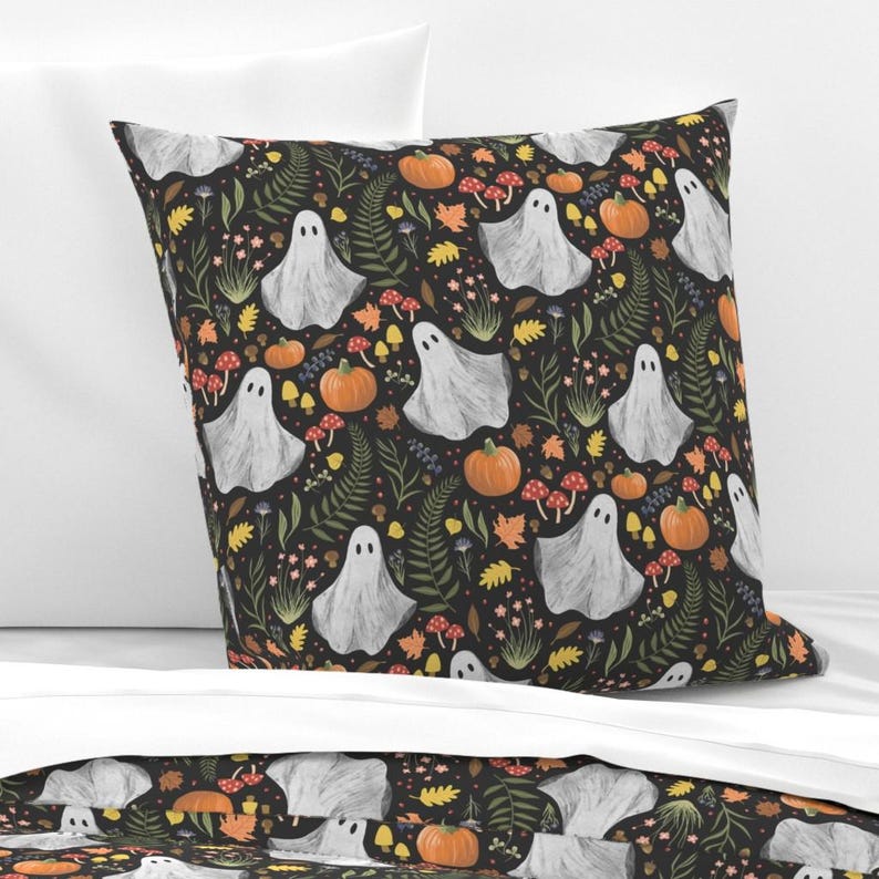 Cottagecore Ghosts Bedding - Woodland Autumn by 3rittanylane - Woodland Whimsical Cotton Sateen Duvet Cover OR Pillow Shams by Spoonflower image 3