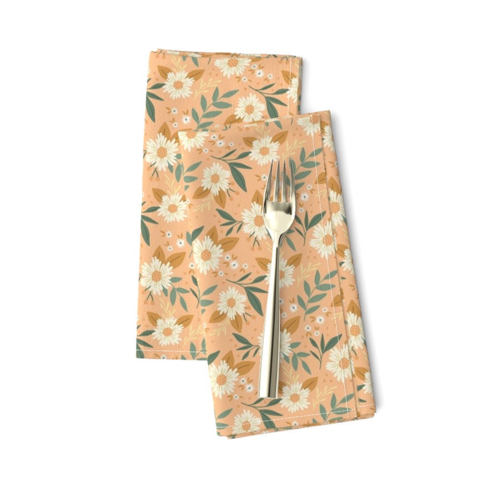 Discover Peach Floral Spring Easter Napkins