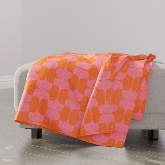 Orange Coral Throw Blanket Bold Pink Orange by Wren leyland Bold Minimal Tessellate Mod Mod 60s Throw Blanket With Spoonflower Fabric Etsy Hong Kong