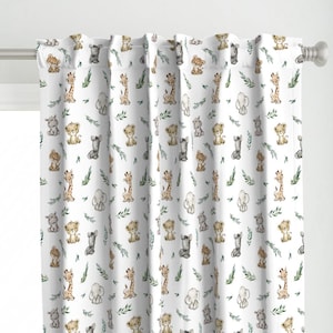 Baby Safari Animals Curtain Panel - Safari by ktscarlett_ - Safari Theme Lion Zebra Giraffe Baby Nursery Custom Curtain Panel by Spoonflower