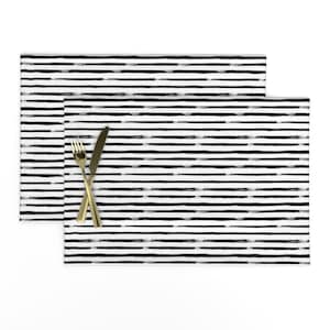 Black And White Placemats (Set of 2) - Black & White Stripes by hipkiddesigns - Stripe Abstract Stripes Cloth Placemats by Spoonflower