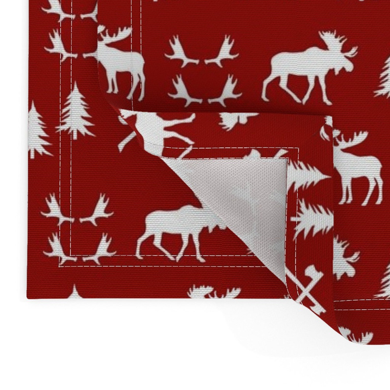Christmas Placemats set of 2 Moose Trail Dark Red by Etsy