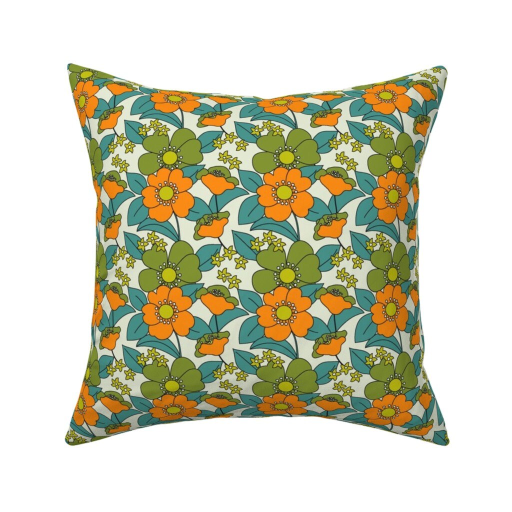 Retro Throw Pillow 70s Floral por Floral Etsy