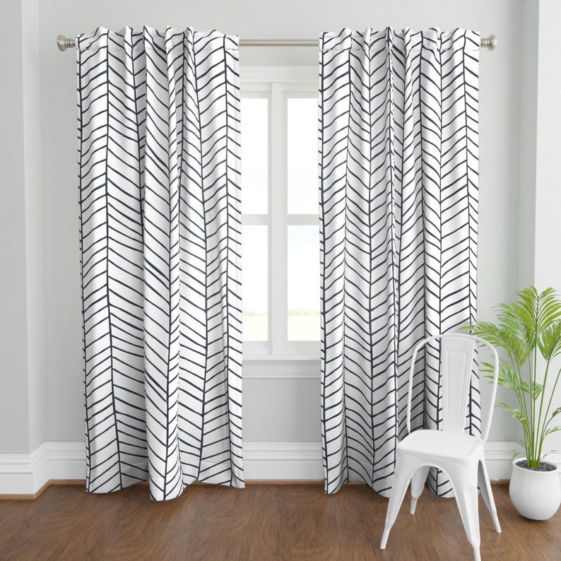 Boho Herringbone Curtain Panel Herringbone by Etsy