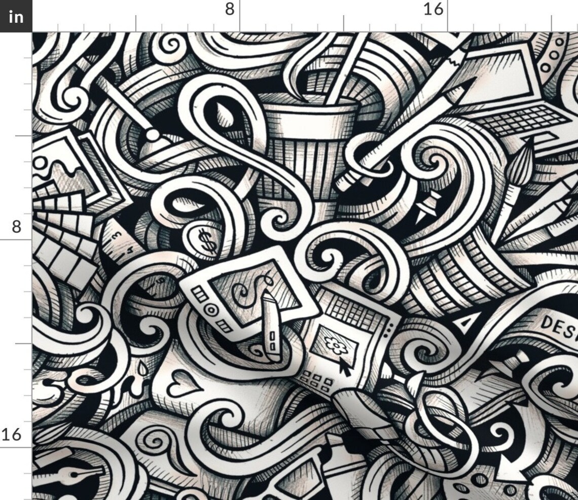 Artist Table Runner Design Graphic Doodle by Balabolka - Etsy