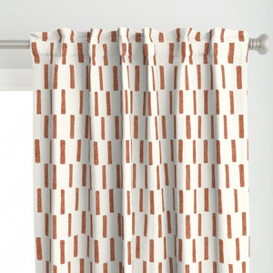Bohemian Stripe Curtain Panel - Terracotta Dash by littlearrowdecor - Terra Cotta Farmhouse Custom Curtain Panel by Spoonflower
