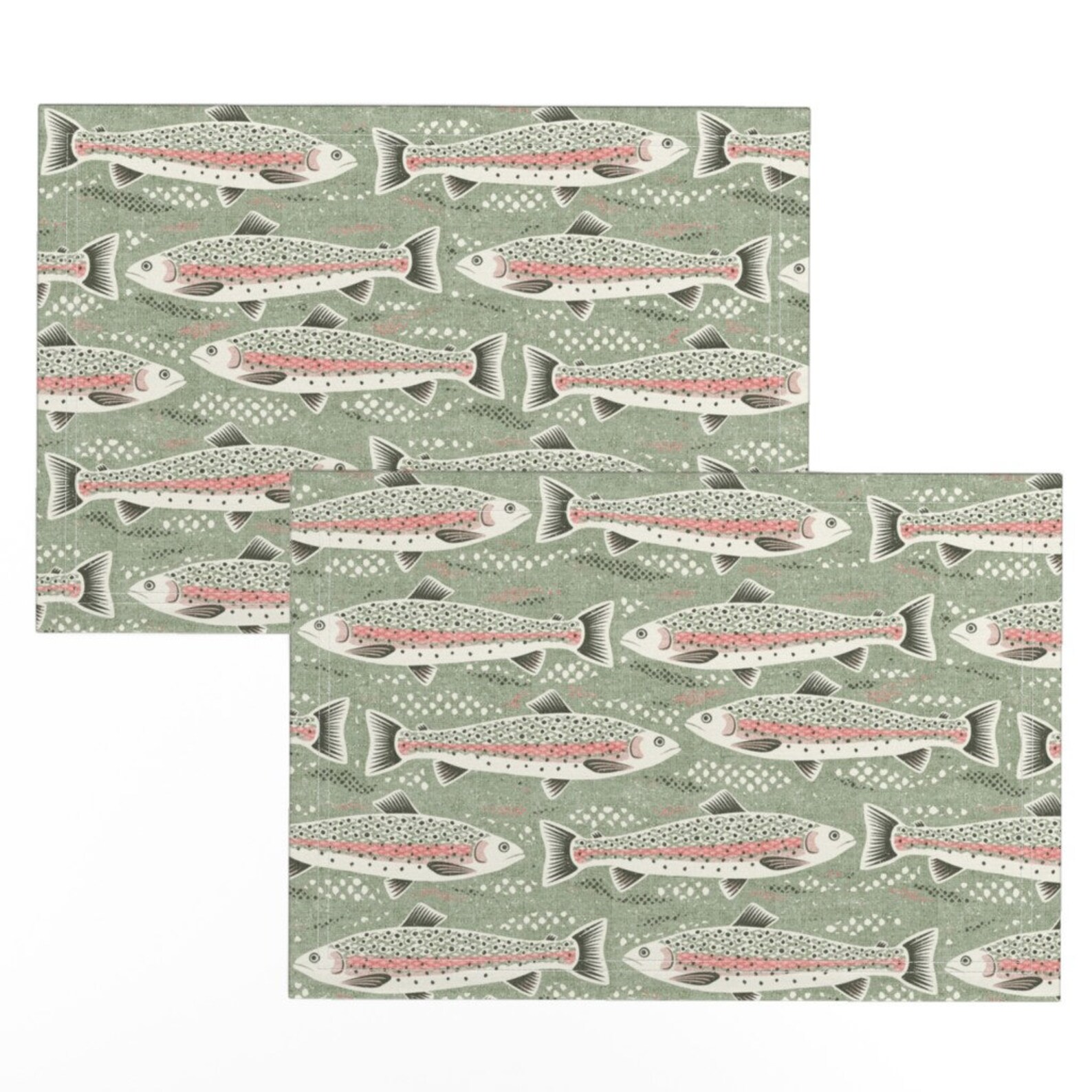 Fish Placemats set of 2 Rainbow Trout by Fleabat Rainbow Etsy