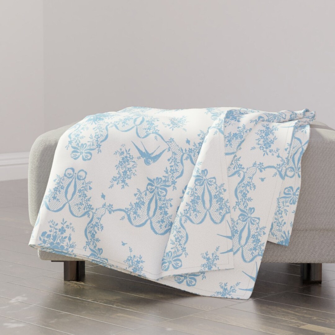 Decorative Toile Throw Blanket - Willa Toile Neptune 1 by Lilyoake ...