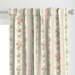 Cottagecore Streifen Vorhang Panel - Belvedere Floral von peacoquettedesigns - Viktorianische Blumen individuell Vorhang von Spoonflower