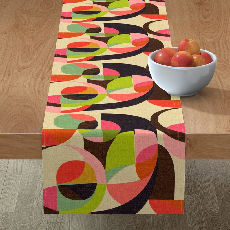 Mid Century Modern Table Runner Modern Circles Brights by Etsy