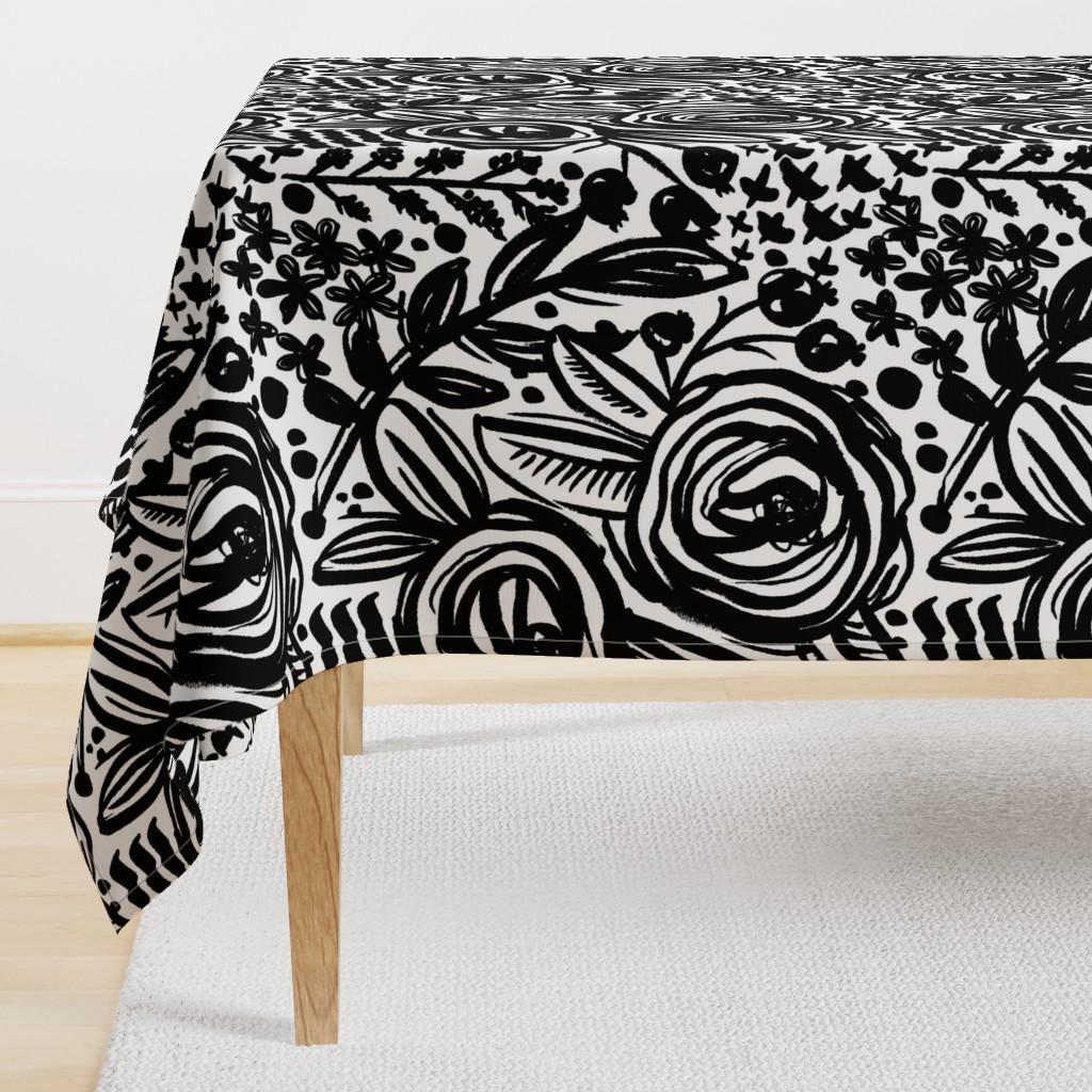 Zwart-wit tafelkleed - zwart geverfde rozen van fineapple_pair -  katoensatijn tafelkleed met grafische bloem en contrasterend contrast van  Spoonflower - Etsy België, image size:1024x1024