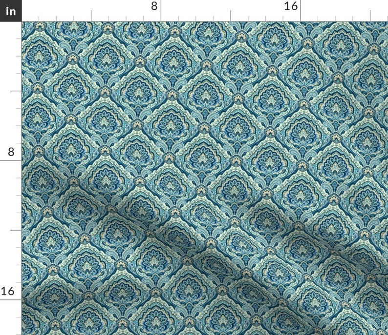 Damask Sheets Paisley Damask by Barbarapixton Paisley Blue Etsy